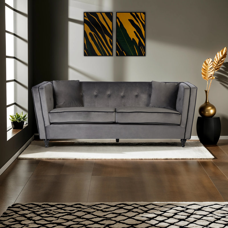 Livonia 3 Seater Velvet Sofa, Grey
