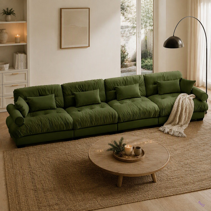 Canapé modulaire en velours surdimensionné Comfort, Velours vert