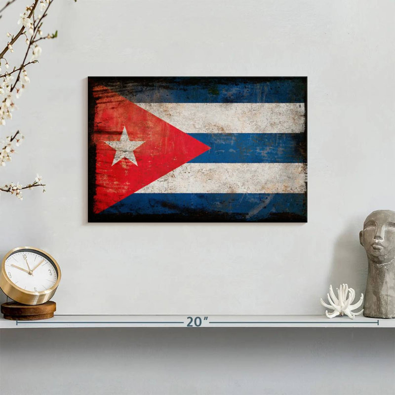Drapeau cubain antique Borges, H 8 po x l 12 po