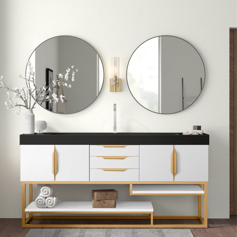 Keven 72'' W Single Vanity, Ash Gray, Dusk Gray, Radiant Gold