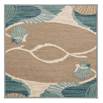 Washable Coastal Retreat Coastal Area Rug