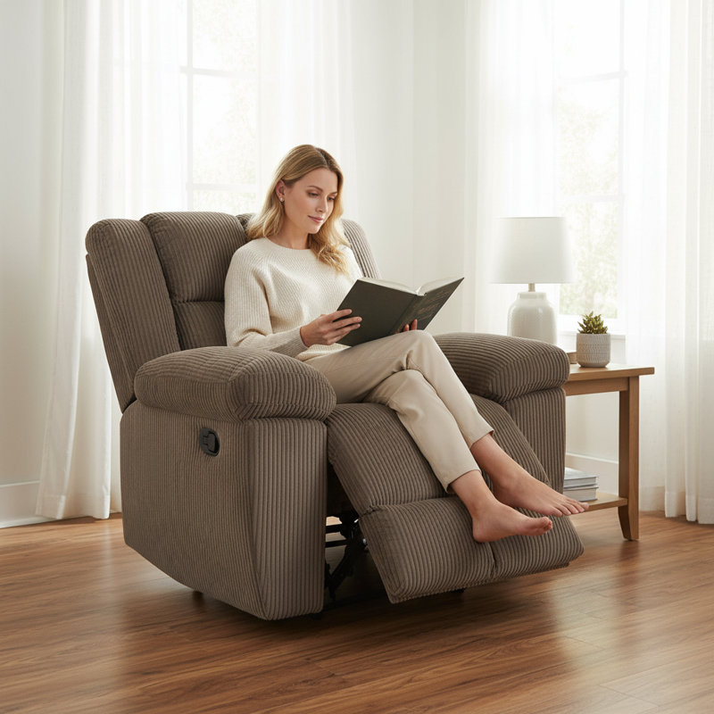 Brown Intelligent Single Recliner With Thickened Wear-resistant Fabric 110-115 ° Adjustable Manually, Brown