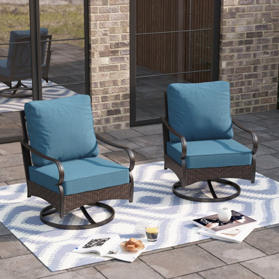 Swivel Patio Lounge Chairs With Cushions (set Of 2)