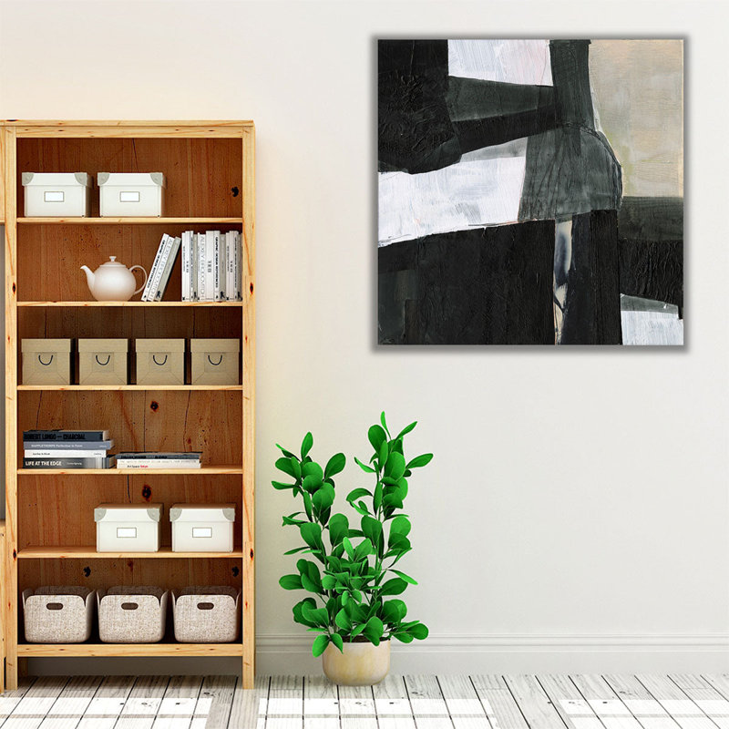 Deconstructed Ebony II Black and White - Canvas Print Wall Art, 24" H x 24" W