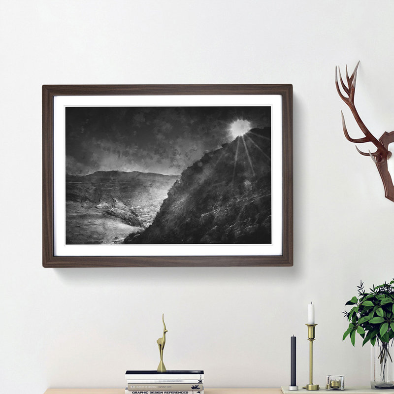 Arthurs Seat in Edinburgh Scotland - Picture Frame Painting Print, 62cm H x 87cm W x 2cm D, Walnut Framed