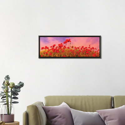 Idyllic Field Of Poppies At Sunset by Melanie Viola - Panoramic Print
