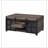 Rustic Oak and Black Coffee Table with Sliding Doors
