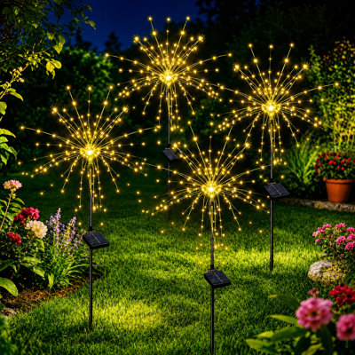 8 feux d'artifice solaires d'extérieur à 8 modes 120 lumières de paysage imperméables à DEL pour le décor des Fêtes