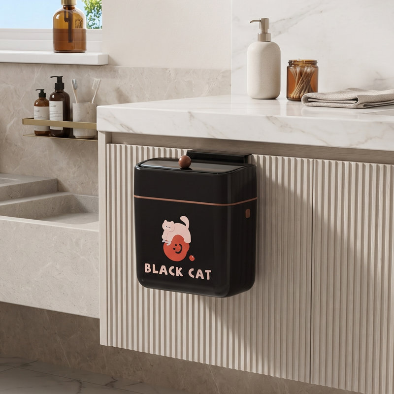 PP；ABS Kitchen Trash Can, Black