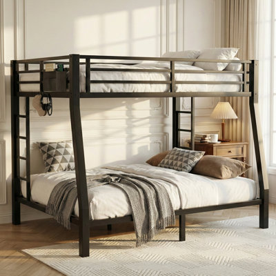 Lit superposé double très grand au-dessus de grand lit double en métal pour adolescents et adultes, idéal pour les chambres d'amis