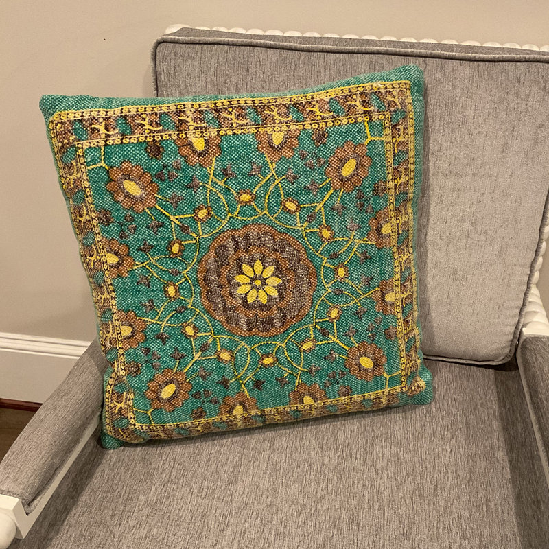 HERAT ORIENTAL Handmade Kilim Throw Pillow Set, Floral, Green