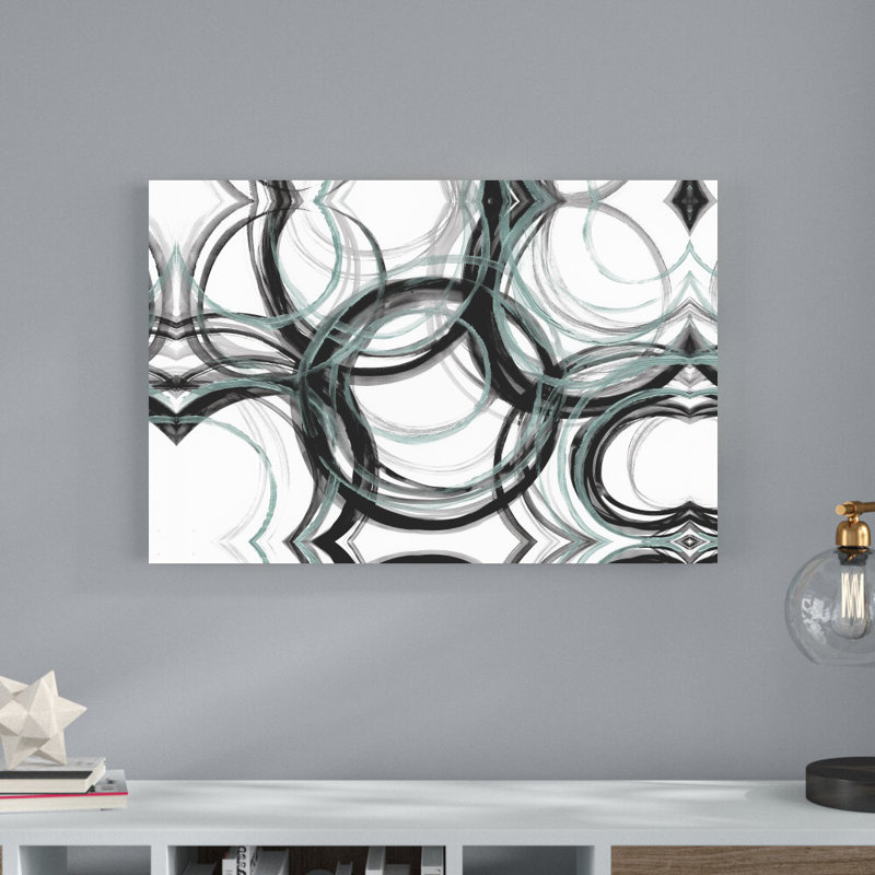 " Abstract Circles With Mint " Painting Print, 24" H x 36" W