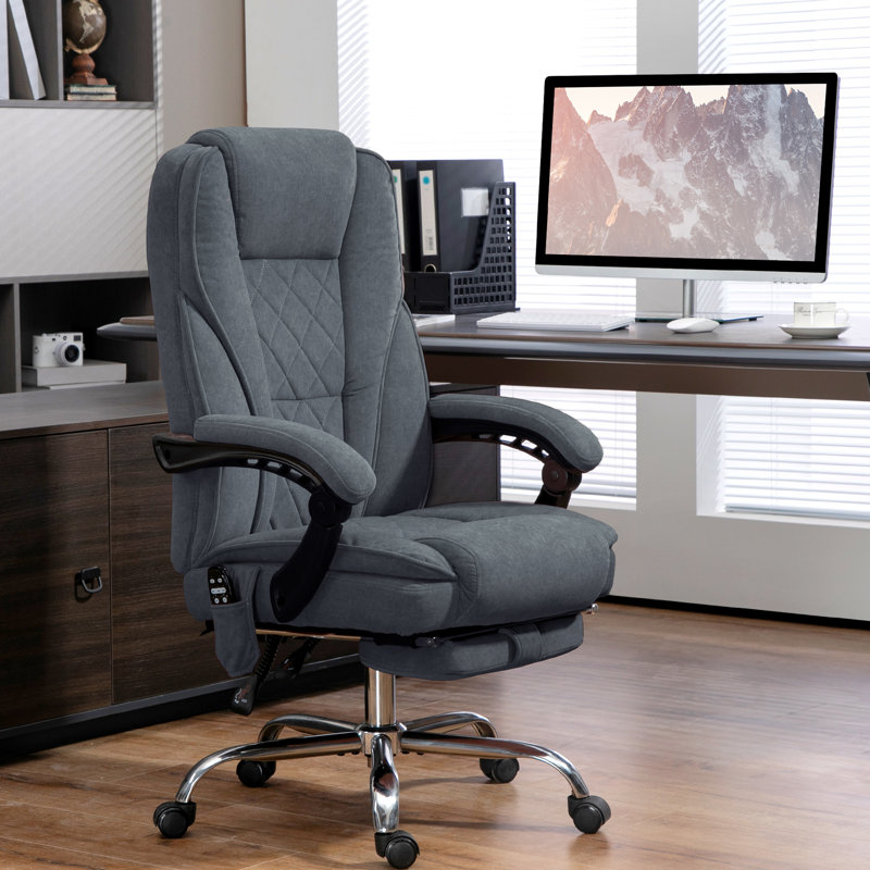 Fauteuil inclinable réglable avec massage par vibration, chauffage lombaire, 135 sièges inclinables, gris anthracite, 6 fonctions de chaleur et de soutien - réglable, repose-pieds pivotant,