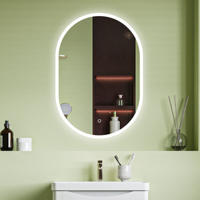 Icarus Oval LED Bathroom Mirror with Demister Pad Touch Control Wall Mounted