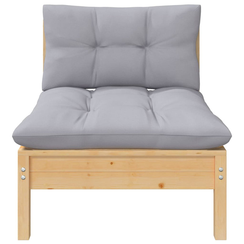 Canapé d'extérieur de 25 po de largeur avec coussins Damesha, Gris, Naturel