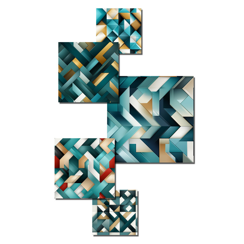 Carreaux géométriques modernes Cobin - ensemble d'art mural géométrique de 5