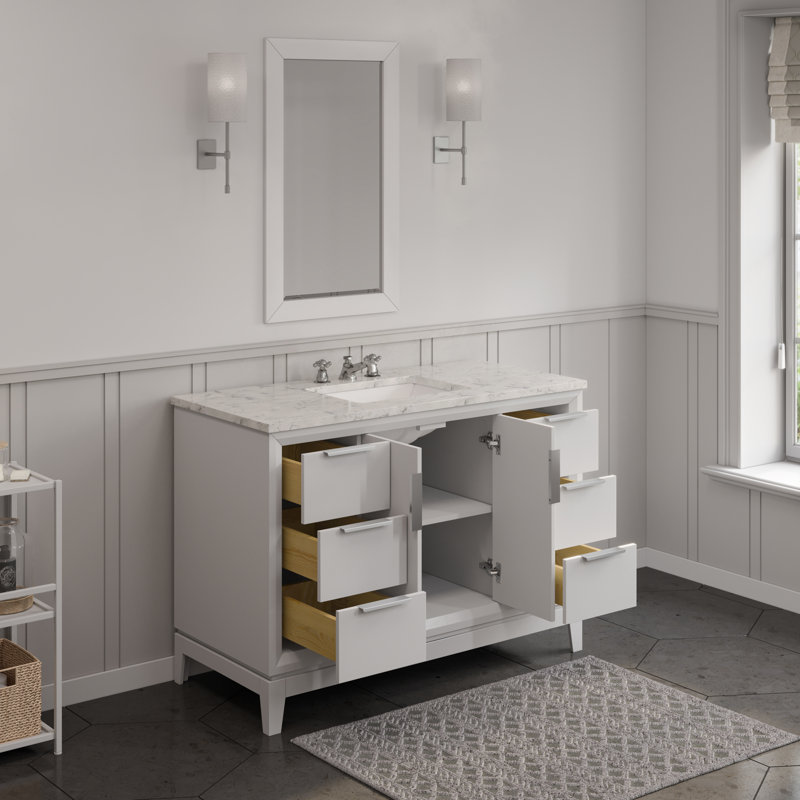 Elizabeth 48" Single Bathroom Vanity Set with Faucet, Pure White, Standard
