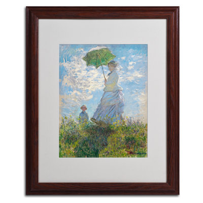 «Woman with a Parasol 1875» par Claude Monet, reproduction d'art encadrée