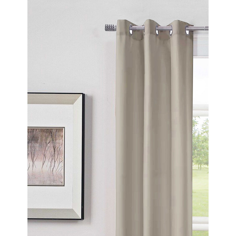 Paire de rideaux unis semi-transparents avec œillets, Taupe
