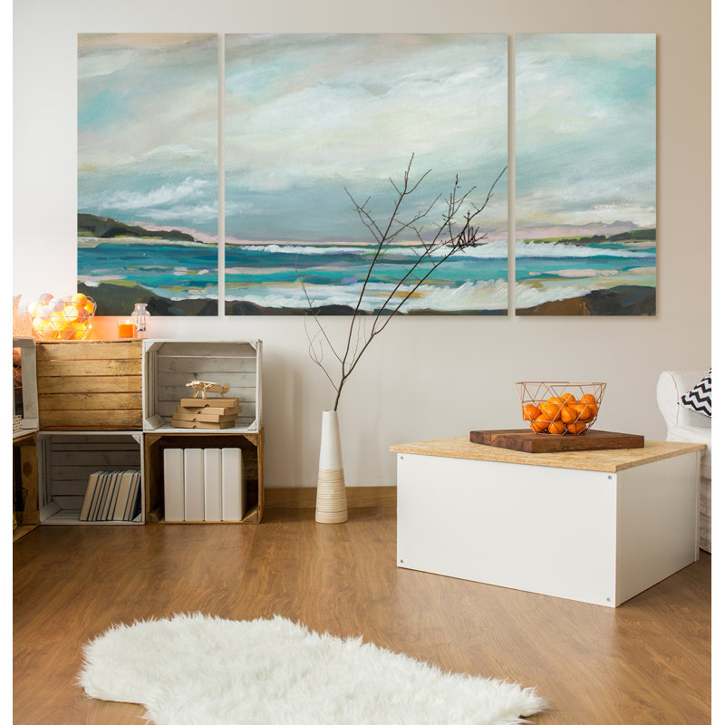 Vue sur la mer III - impression sur toile 3 pièces, H 24 po x l 48 po x P 1,5 po