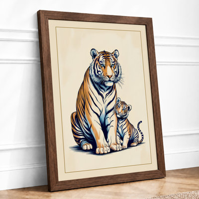 Tiger and Cub Boho - Framed Print