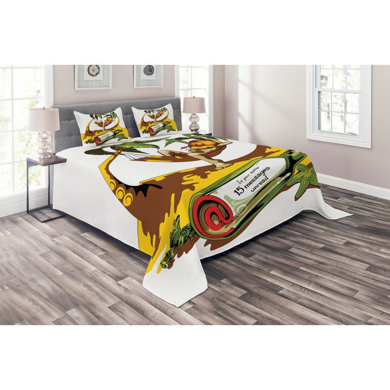 Island Polyester Coverlet, King Bedspread + 2 Shams