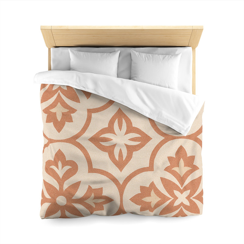 Microfiber Duvet Cover Boho Style, Design 36, Queen Duvet Cover, White