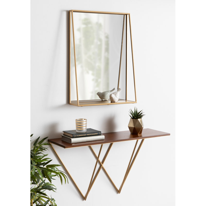 Miroir décoratif avec tablette Carlyssa, 24 po x 18 po, Or