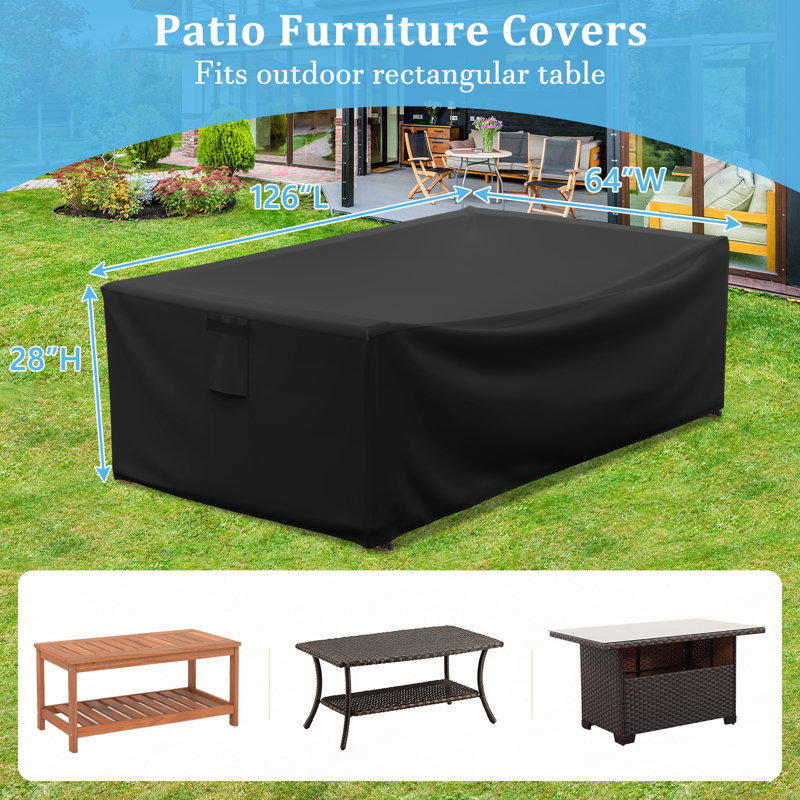 Waterproof Patio Furniture Set Covers Heavy Duty Outdoor Sectional Cover, 28" H x 64" W x 126" D