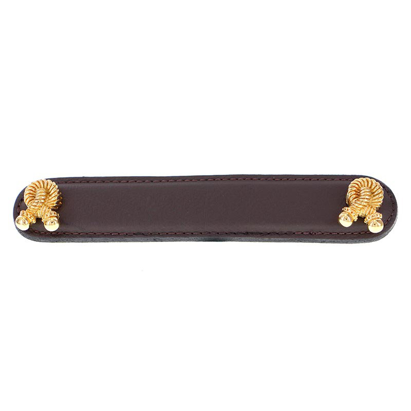 Equestre Bar / Handle Pull, 5", Antique Brass/Brown