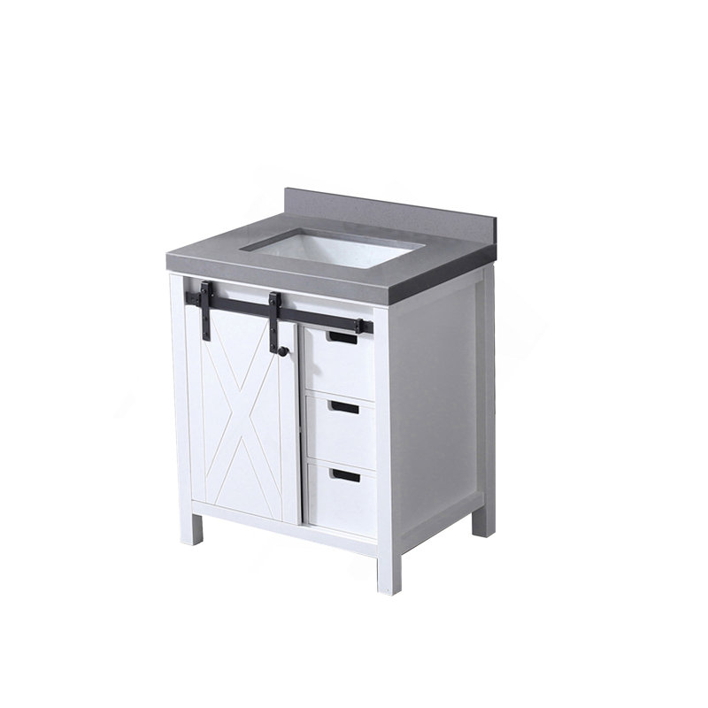 Meuble-lavabo blanc 30 po X P 22 po D, avec comptoir en quartz gris