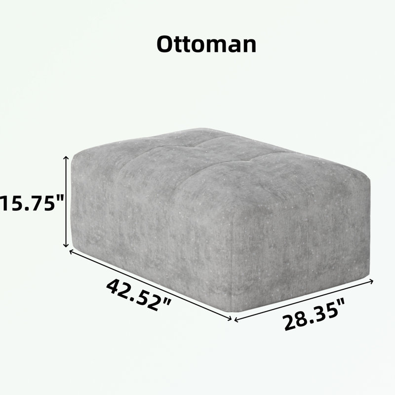 Canapé modulaire en chenille Boneless avec 2 coussins et coussin moelleux, Bleu