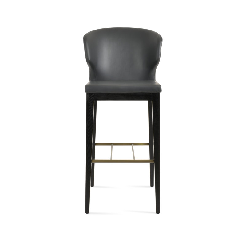 Amed Black Wood Counter & Bar Stool, Gray, Bar Stool (29" Seat Height)