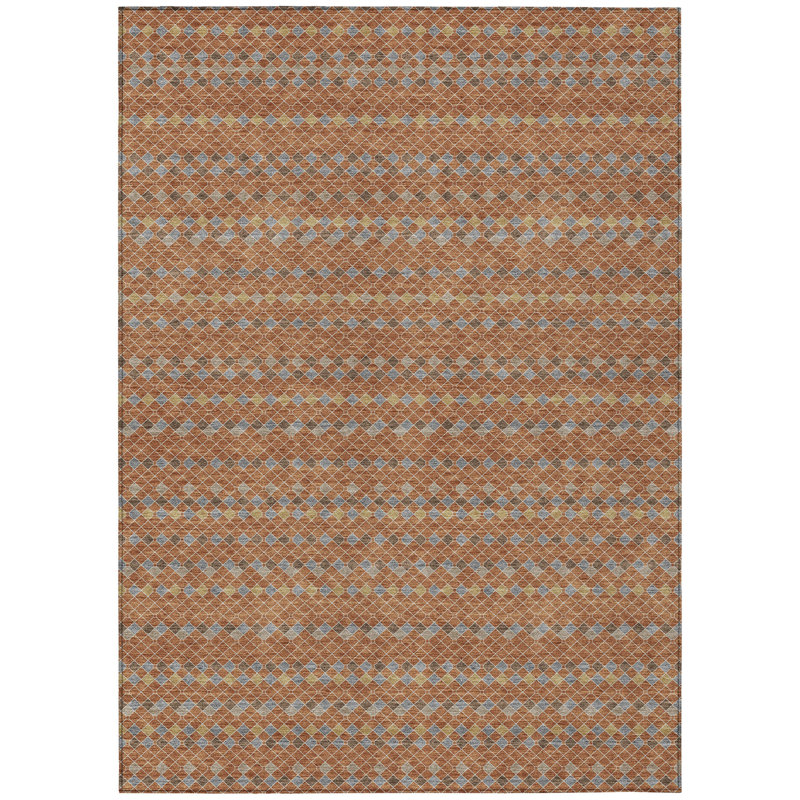Tapis extérieur lavable rayé orange et taupe 3 pi x 5 pi