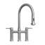 Whitehaus Collection Solid Stainless Steel Dual Lever Gooseneck Bridge Kitchen Faucet with Pull-down Spray Head-326448850