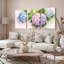 Peinture murale sur toile tendue, motif floral d'hortensias à l'aquarelle (paquet de 3)-2035792510