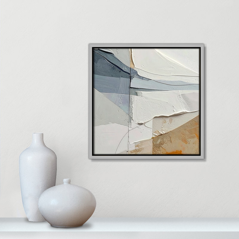 «Plastered IV» par Alonza Saunders, 13.5'' W x 13.5'' H, Framed Canvas, Silver Floater