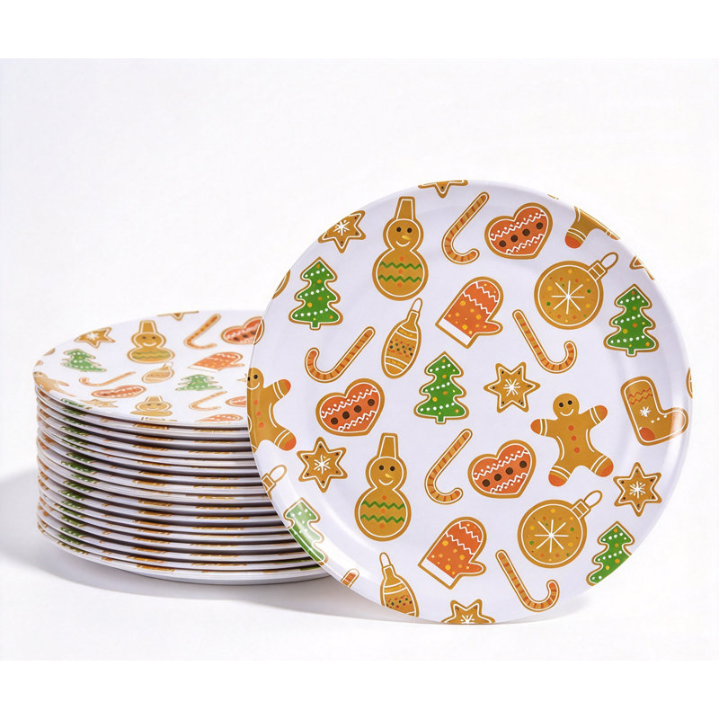 Ensemble de 10 assiettes de Noël rondes en mélamine 10 po