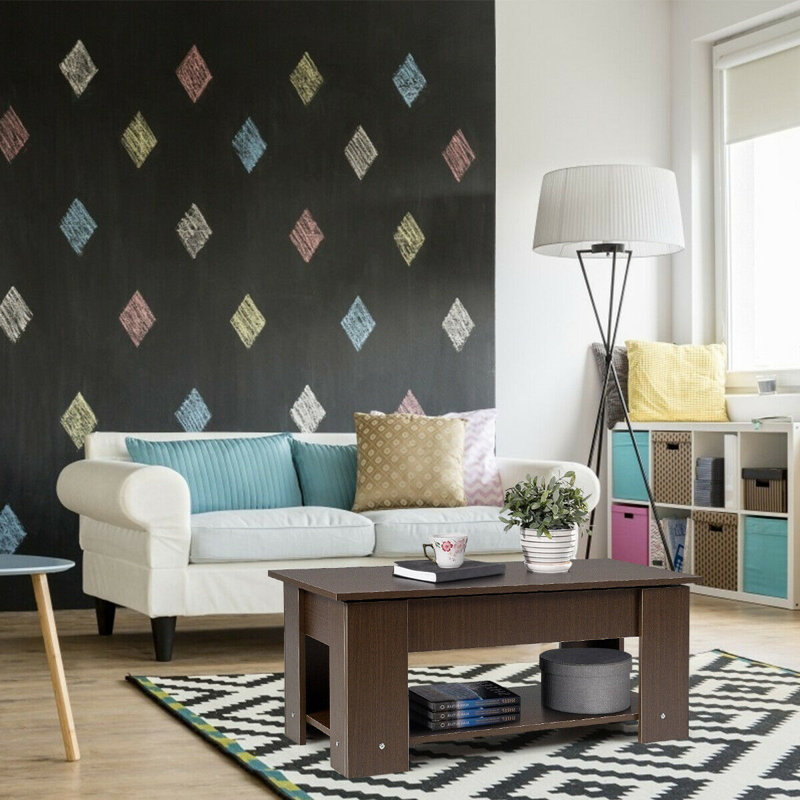 Table basse à plateau relevable avec rangement