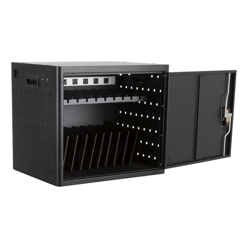 Shapes Series 12-Compartment Laptop Storage Cart, Noir