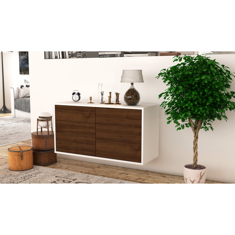 Romsley Unfinished Floating TV Stand, Walnut