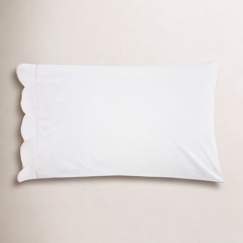 SCALLOP FRAME PERCALE PCASE, Queen Pillowcase, Pink