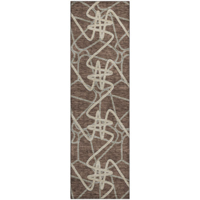 Premium Machine Washable Prisco Brown Rug