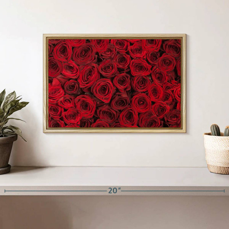 Roses rouges d'été, Cadre flottant en bois naturel, 13 po x 9 po