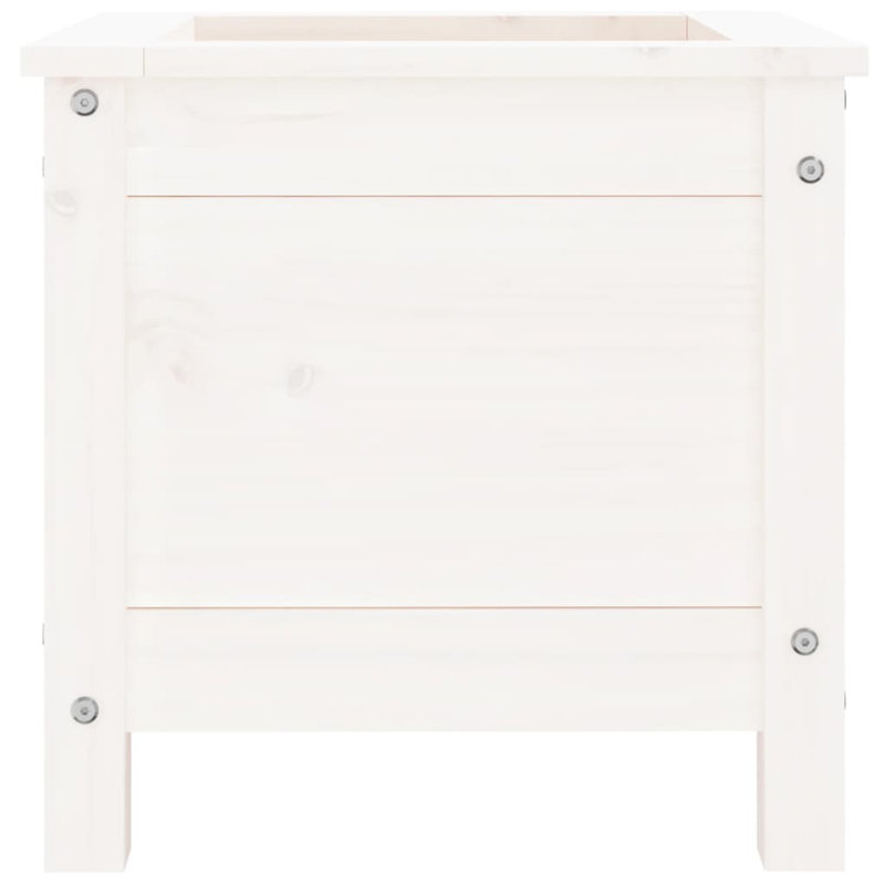 Bojana Wood Pot Planter, White, Pine, 39cm H x 40cm W x 40cm D