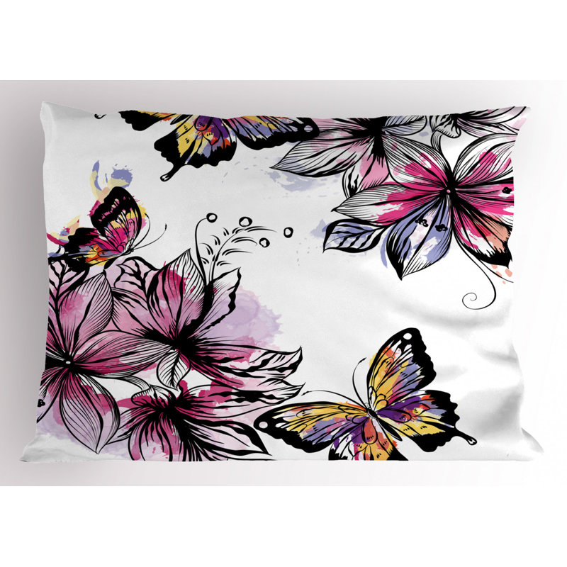 Black/Yellow/Pink Polyester Microfiber Piece Sham, King