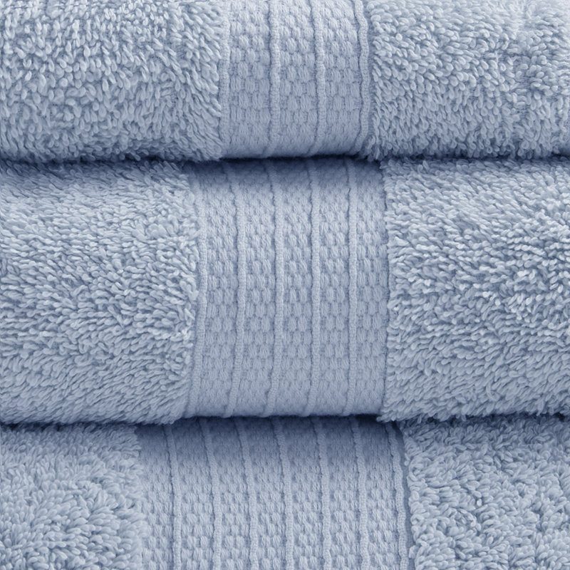 Ensemble de serviettes 6 pièces en coton biologique, bleu, Bleu