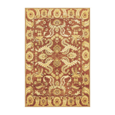 Tapis brun oriental en laine / polyester tissé à la machine 5 pi x 7 pi Oriental