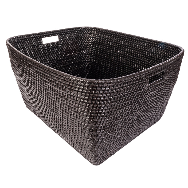 Grand panier en rotin, H 13 po x l 20 po x P 24 po, Noir Tudor