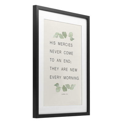 Mercies New Every Morning, reproduction encadrée sous verre, conception de Lucille Price